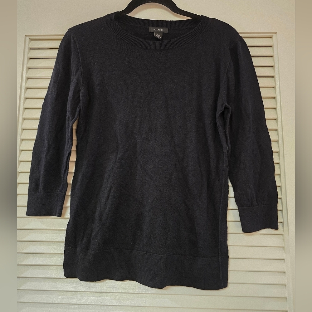 Halogen - Black Classic Lightweight ¾-Sleeve Top